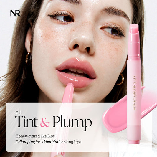 HONEY MELTING LIP PLUMPING (11 PINK) SOFT LIP STICK Tint & Plump Hydrating Gloss, Moisturizing Balms, Volumizing Formula & Sheer Tint, Glowy Finish, Korean Make Up