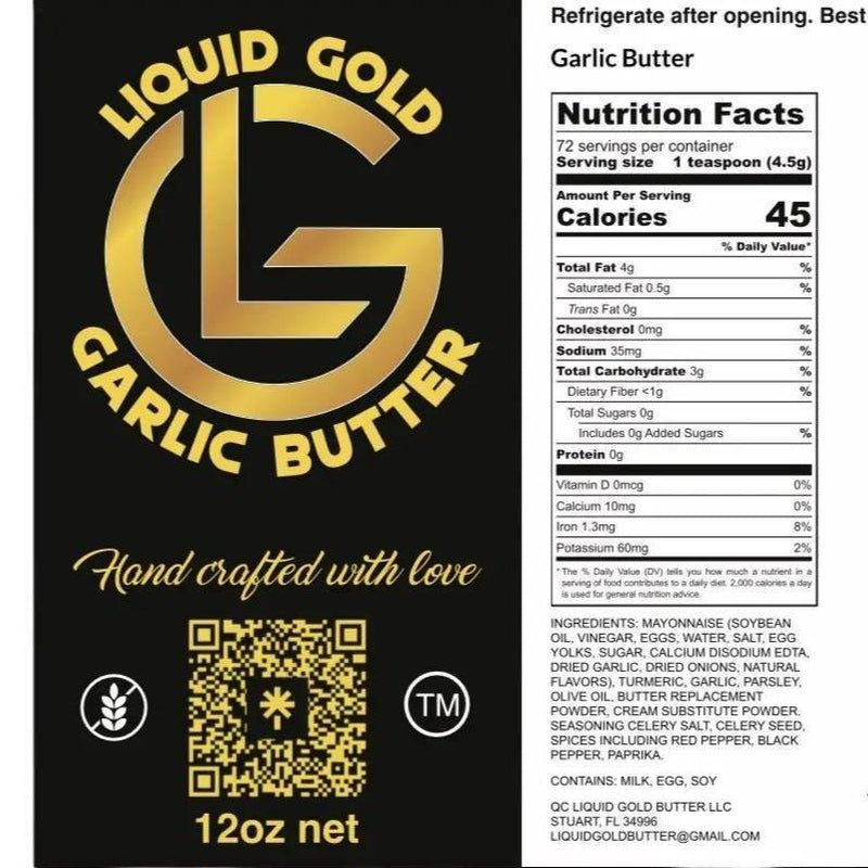 Liquid Gold Garlic Butter Is a Hand Crafted for Chefs & Home Cooks Flavor Traditional Dip Sauce