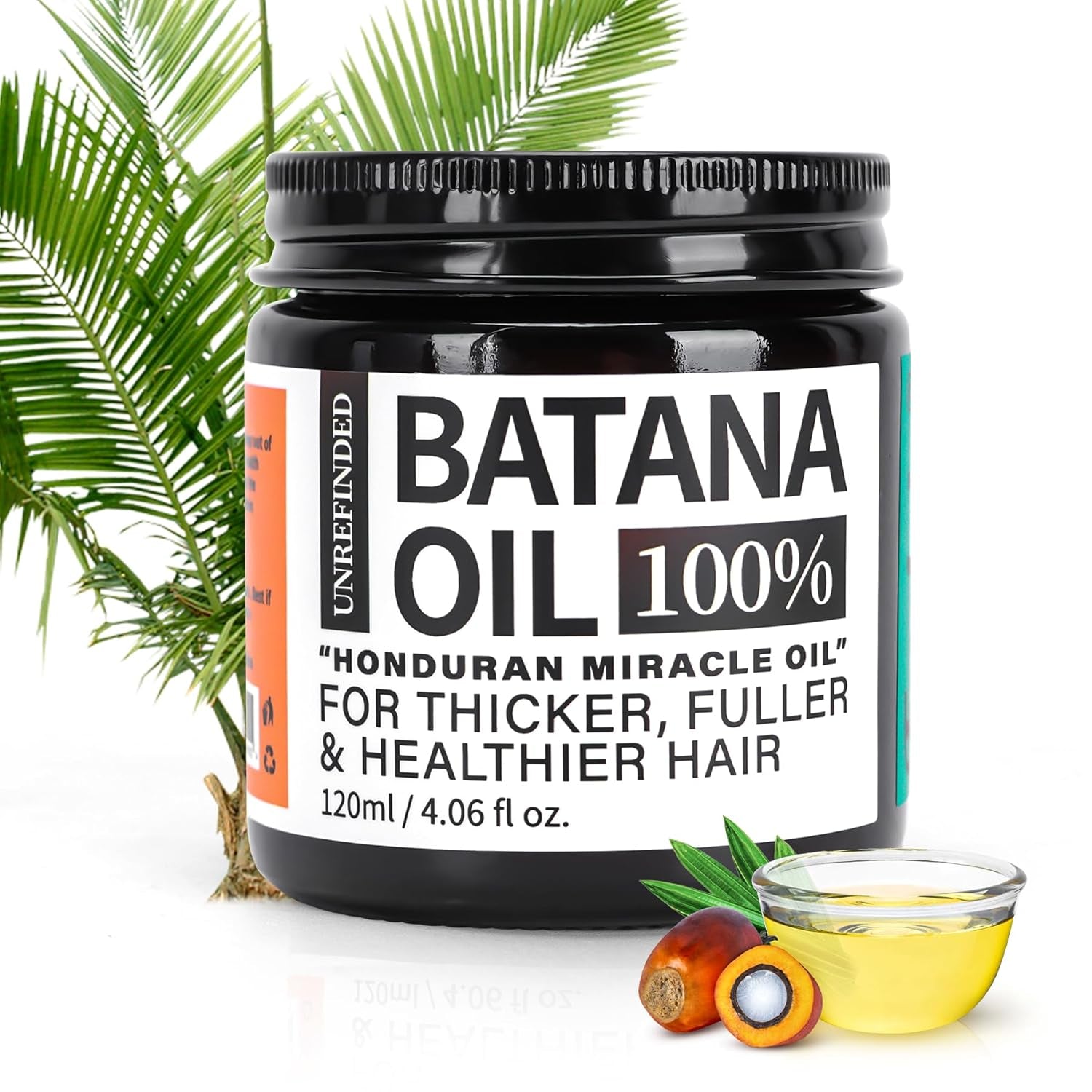 Organic Batana Oil for Hair Growth, 100% Pure Batana from Honduras, Hair Treatment Oil for Thick and Strong Hair, 4 Fl Oz