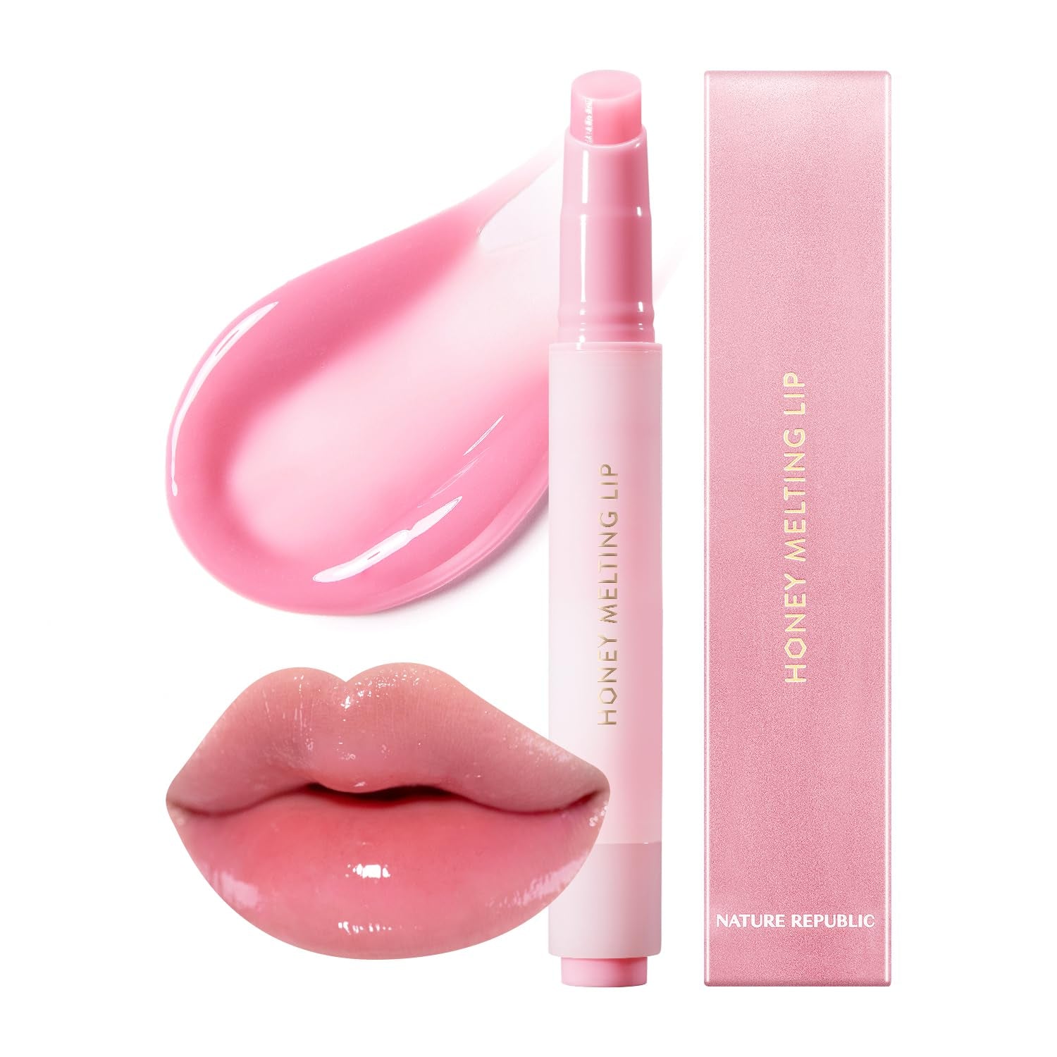 HONEY MELTING LIP PLUMPING (11 PINK) SOFT LIP STICK Tint & Plump Hydrating Gloss, Moisturizing Balms, Volumizing Formula & Sheer Tint, Glowy Finish, Korean Make Up