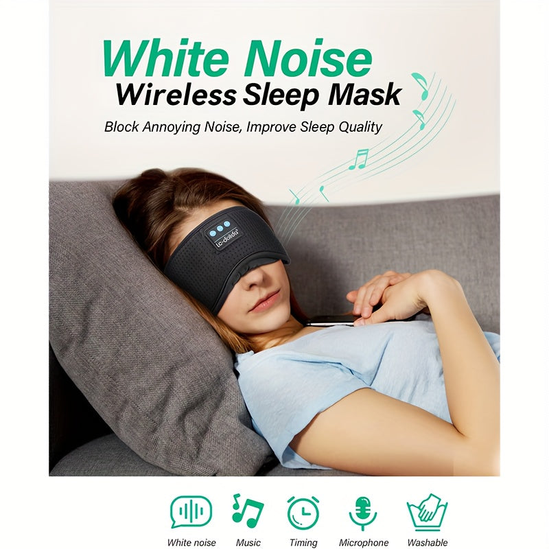 LC-DOLIDA 3D Sleep Headphones with Wireless Charging, Wireless, Lightweight & Breathable Headband - for Side Sleepers, Travel, Home, Office - Compatible with Smartphones/Tablets/Laptops - Eye Mask for Flights, Hotels, Naps, S